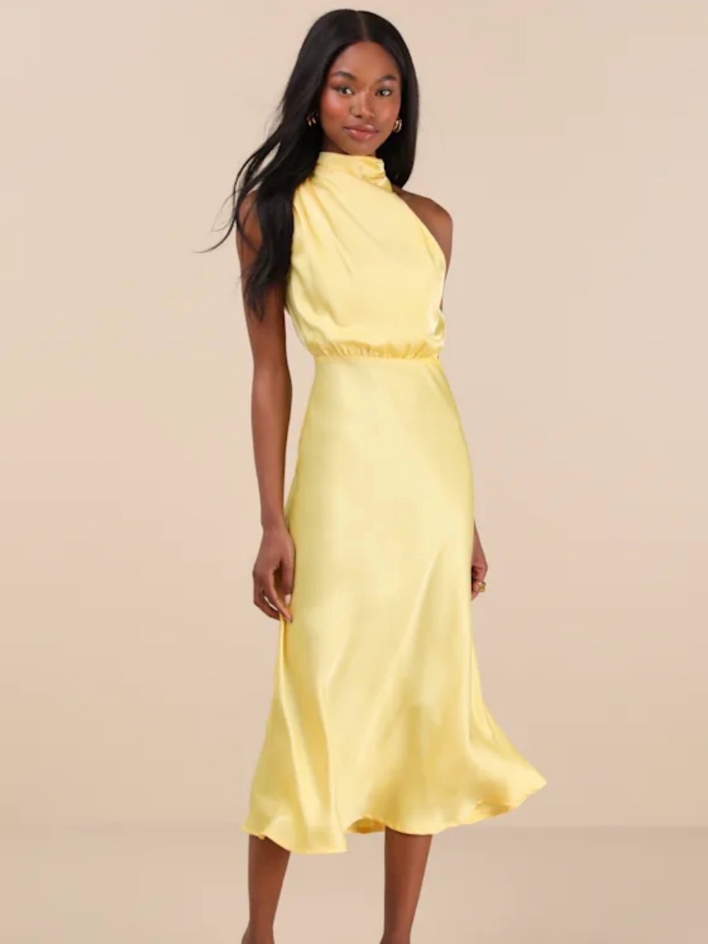 Lulus butter yellow bridesmaid dress